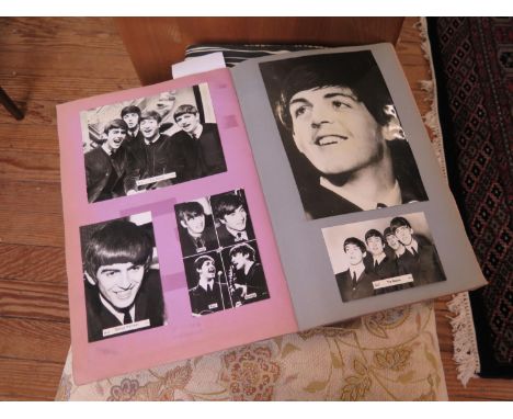 Bound photographs and postcards of The Beatles, in two albums, two albums of Errol Flynn 10 x 8 inch portraits and film still