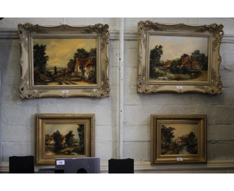K. DouglasOld Farm Near Witley, Surreyoil on canvassigned30.5 x 40.5 cmand three other works of cottages by the same hand (4)