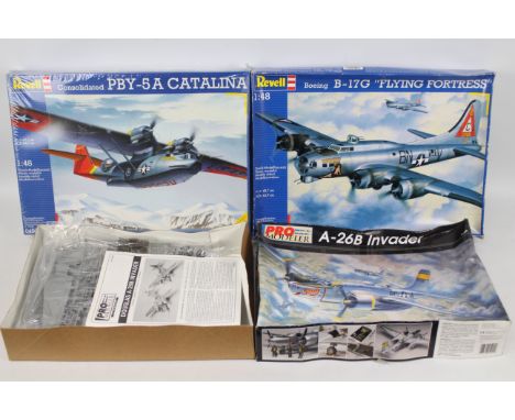 Pro Modeller - Revell - Three boxed 1:48 scale military aircraft plastic model kits. Lot includes Pro Modeller #5920 A-26B In