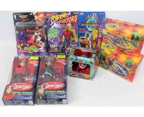 Captain Scarlet - Defenders of the Earth - Johnny Quest - Space Jam - Spider Man - Street Sharks. A selection of Eight Boxed 