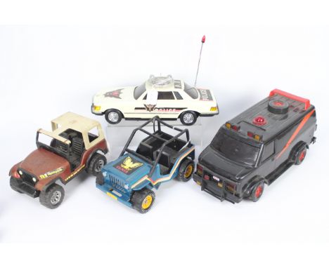 Tonka - Clover - 4 x vintage models including a GMC A Team van, a Mercedes 450SLC Police car, a Tonka Jeep Renegade and a Clo