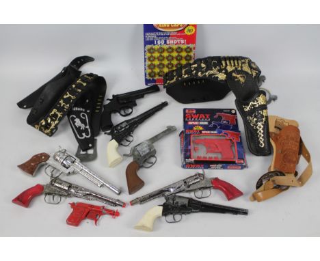 Lone Star - Wicke - Halsall - Toy Gun. A selection of Approx. Eight Loose and one boxed Cap Gun's / Spud Guns / Caps / Holste