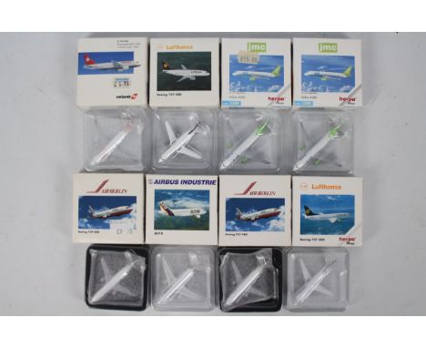 Herpa Wings - 8 x boxed Aircraft models in 1:500 scale including Boeing 767-200, Boeing 737 -300, Airbus A319-100 and similar