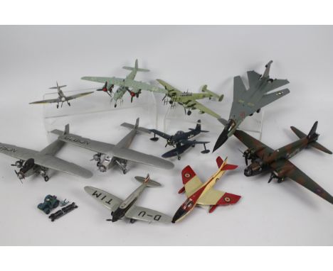 Airfix - A collection of 10 x pre built aircraft kit models in various scales including Hawker Hunter, Vought Corsair Floatpl