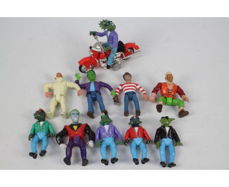 B.C. Bikers - ACE Novelty - Monsters - Sungold - Simba. A selection of ten loose figures and one motorcycle appearing in Good
