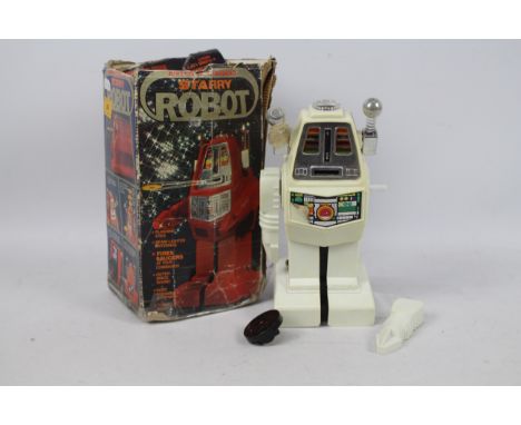 Scientific Toys, Hong Kong Plastic - A vintage Hong Kong made plastic 'Starry Robot' by Scientific Toys in white. The battery