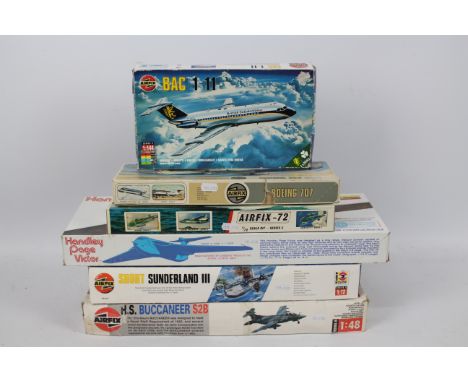 Airfix - Lindberg - 6 x boxed aircraft kits in various scales including Handley Page Victor # 5312, Short Sunderland III # 06