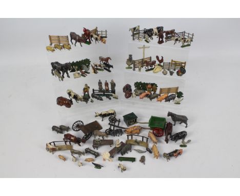Britains - Johillco - Taylor &amp; Barrett - A collection of vintage cast metal farm animals, figures and accessories includi