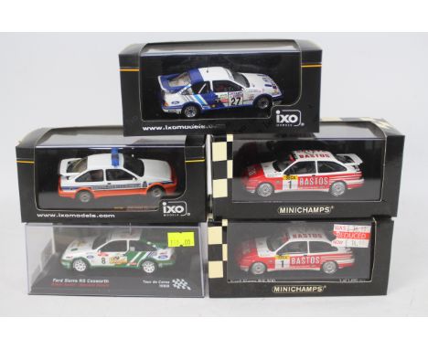 Minichamps - Ixo - 5 x boxed Ford Sierra RS Cosworth models in 1:43 scale including Bastos livery car 1 of only 1680 made x 2