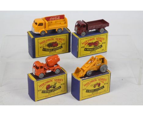Matchbox - Moko Lesney - 4 x boxed models, ERF Lorry No.20, Weatherill Hydraulic Loader No.24, ERF Cement Mixer No.26 and Kar