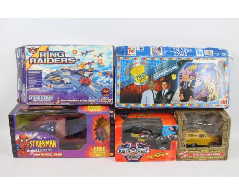 Biker Mice From Mars - Spider Man - Only Fools and Horses - Ring Raiders - Space Precinct. A selection of Boxed Figures, Vehi