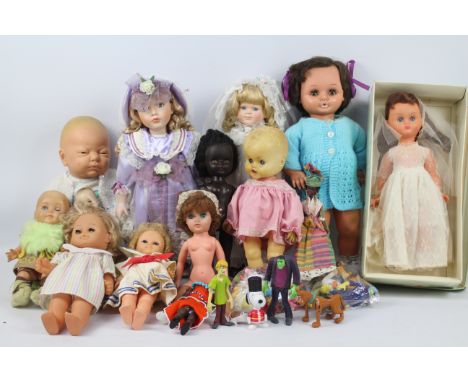 Rosebud - Roddy - Chiltern dolls. A collection of plastic / rubber headed / porcelain dolls and costume dolls in varying shap