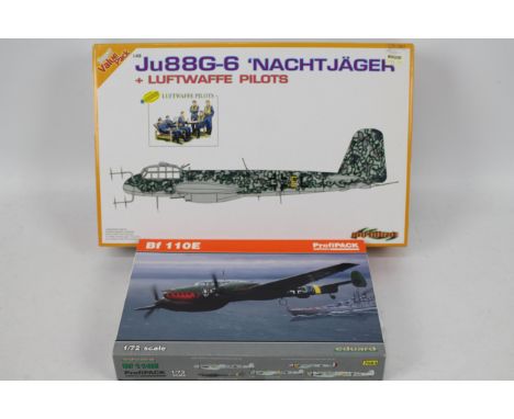 Eduard - Two boxed plastic German WW2 aircraft model kits. Lot consists of Eduard #5563 1:48 scale Junkers Ju88G-6 'Nachtjage