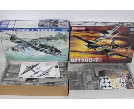 Dragon - Trumpeter - Two collectable boxed German WW2 military aircraft plastic model kits. Lot consists of Dragon 1:32 Warbi