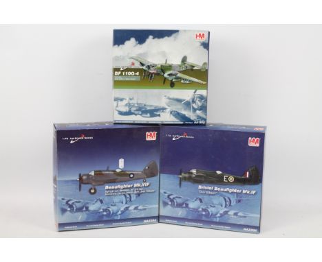 Hobby Master - Three boxed 1:72 scale diecast model aircraft from Hobby Master. Lot consists of HA2306 Bristol Beaufighter Mk