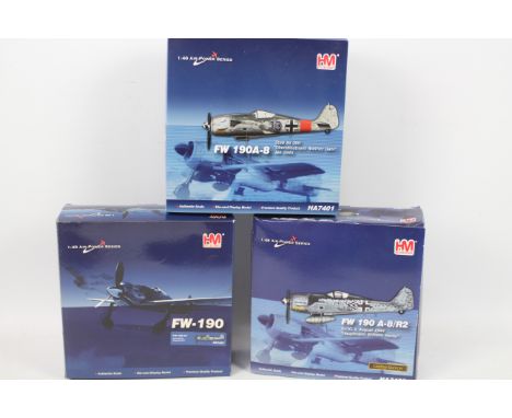 Hobby Master - Three boxed German Focke Wolfe 1:48 scale diecast model aircraft from Hobby Master. Lot consists of Limited Ed