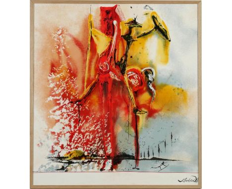 SALVADOR DALI, Don Quijote, singed in the plate, silk scarf. 