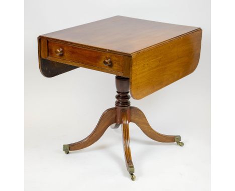 PEMBROKE TABLE, 74cm H x 62cm x 74cm, 109cm open, early Victorian mahogany with single drawer and brass castors. 