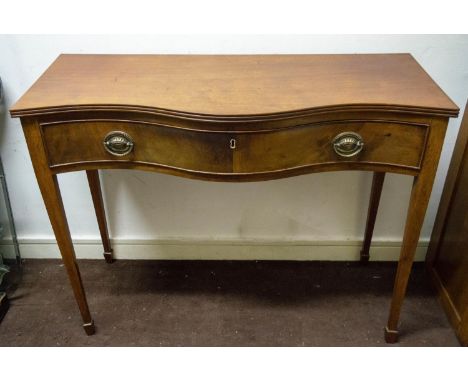 SERPENTINE SIDE TABLE, 77cm H x 102cm x 40cm, 19th century mahogany with frieze drawer. 