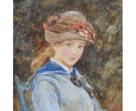 Helen Allingham (British 1848-1926)   Portrait of Amy Margaret Thackeray   Watercolour heightened with white Signed with init