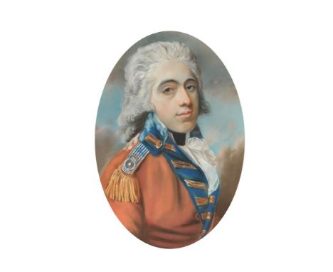 Attributed to John Russell (British 1745-1806)   Portrait of Captain Harvey, 23rd of Foot, Royal Welsh Fusiliers   Pastel, ov