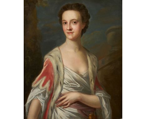 Circle of James Latham (British 1696-1747) Portrait of Margaret Matson, circa 1770, sister of Ann Morland   Oil on canvas   7