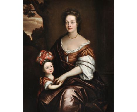 Circle of Michael Dahl (Swedish 1659-1743)   Portrait of Mrs Rebecca Curson née Clark and her son John Curson from Kirby Hall