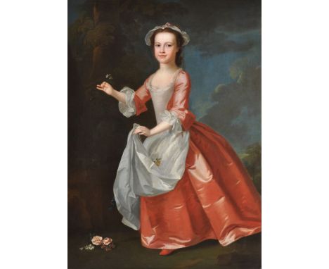 Circle of Thomas Hudson (British 1701-1779)   Portrait of Margaret Matson, sister of Ann Matson   Oil on canvas   143 x 104cm