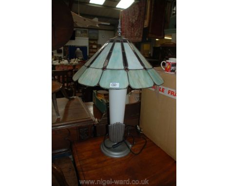 A tall modern Deco style Table Lamp by Kind Light with Tiffany style shade