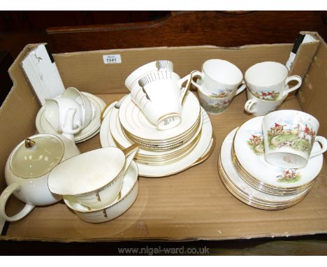 A Royal Worcester part tea set 'magna' pattern, together with a Susie Cooper teapot (spout a/f), two saucers, small plate, su