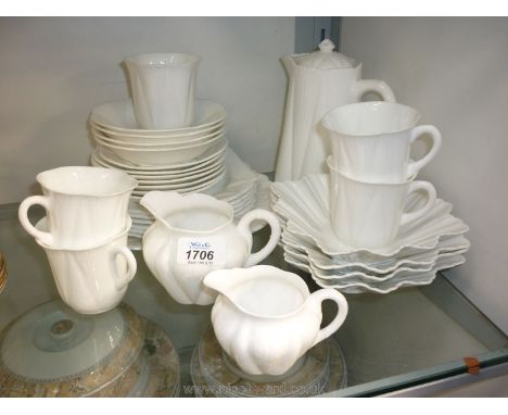 A quantity of white Shelley part tea/coffee set.