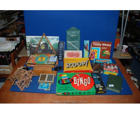 A quantity of games including dominoes, Canasta, playing cards, cribbage board, etc.