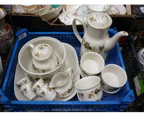 A quantity of Royal Worcester 'Larchmont' china including tea for two teapot and jug, egg cups, ramekins, souffle dish, coffe