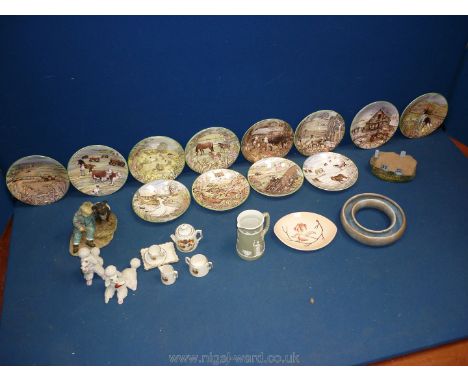 A quantity of china to include Wedgwood jasperware, miniature Gemma teapot and cups etc, a Carltonware decorative plate, Roya