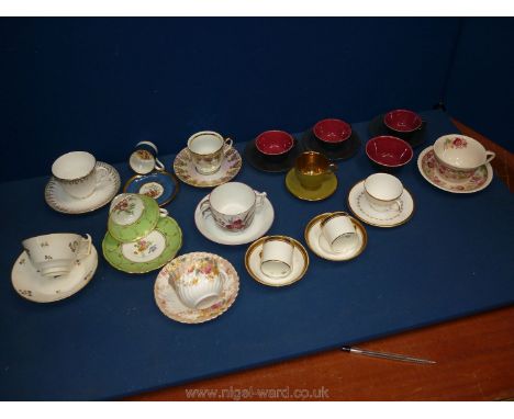 A quantity of mixed Cups and saucers including 1820's Royal Crown Derby, etc