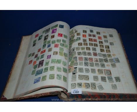 A 1946 Day Book Ledger, used as a stamp album (packed with stamps).