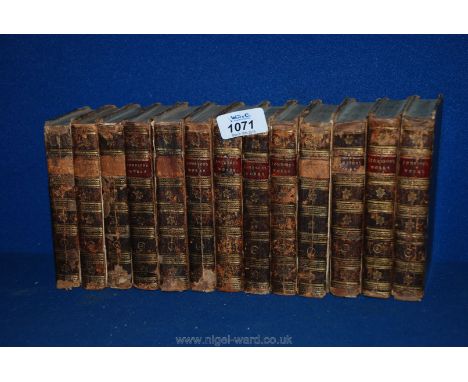 Thirteen full leather antiquarian Books, first edition, 1806, entitled 'The Works of Samuel Johnson'.