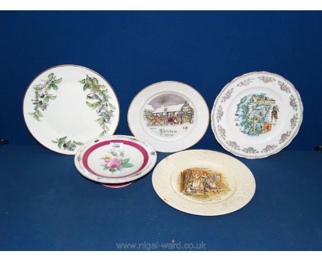 A small quantity of display Plates including Royal Worcester Christmas 1979, Boehm, Crown Devon 'Cries of London' and a Compo