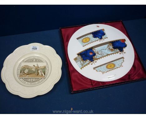 A Wedgwood Plate circa 1880 "The Way a Man Wishes to go thither his feet will carry him" and Royal Worcester design studio Ca