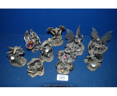 Ten Myth &amp; Magic figures by Tudor Mint including 'The Fairy Messenger', 'The Sun Dragon' 'The Reborn Dragon', 'The Dragon