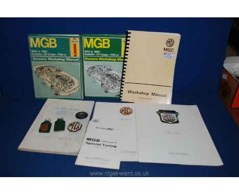 a quantity of miscellaneous including; an Austin Healey Frogeye sprite factory workshop manual, four MG workshop manuals and 