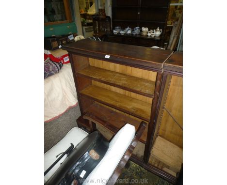 A pair of dark Oak floor standing Bookshelves with adjustable shelf supports, each 37 1/4'' wide x 48 1/2'' high x 12 1/2'' d