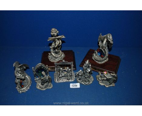 Seven Myth &amp; Magic figures by Tudor Mint including The Sleepy Dragon, The Royal Dragon, The Fairies Swing, The Choristers