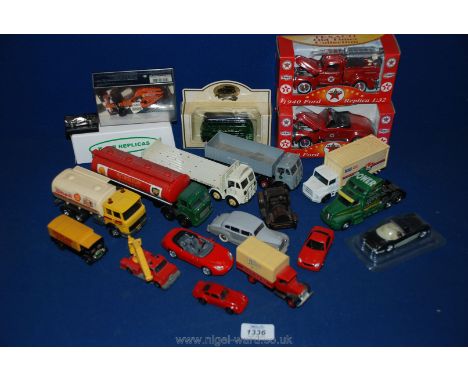 A quantity of model lorries and cars including Texaco 'Old Timer', Corgi Flower brewery flat bed, Leyland BP &amp; Shell Petr