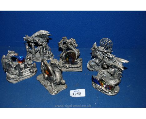 Six Myth &amp; Magic figures by Tudor Mint including Revenge of the Dragon, The Dragons Nest, The Earth Dragon, Please let th