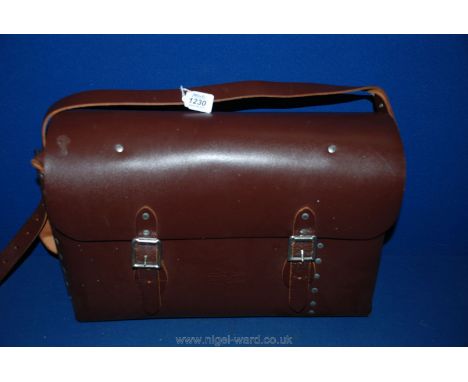 A railway engine driver's large heavy duty leather satchel, unused.