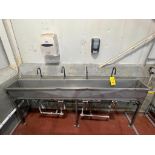 4-Faucet S/S Hand Sink, Dimensions = 8' x 1' with Knee Controls and Eye Wash/Shower - Rigging Fee: $