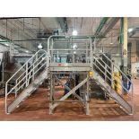 Aluminum Framed 7-Step A-Frame Crossover Stairs with 5' x 30" Platform and Railing Stairs (Subject t