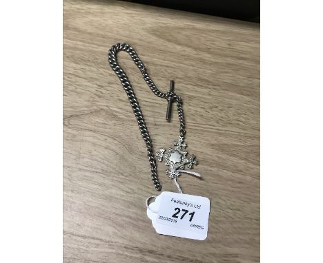 VINTAGE HALLMARKED SILVER WATCH CHAIN , ALBERT & FOREIGN SILVER FOB