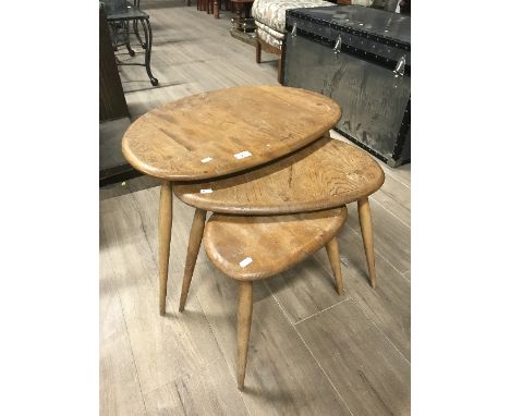VINTAGE ERCOL NEST OF 'PEBBLE ' TABLES ( NEEDS CLEANING )